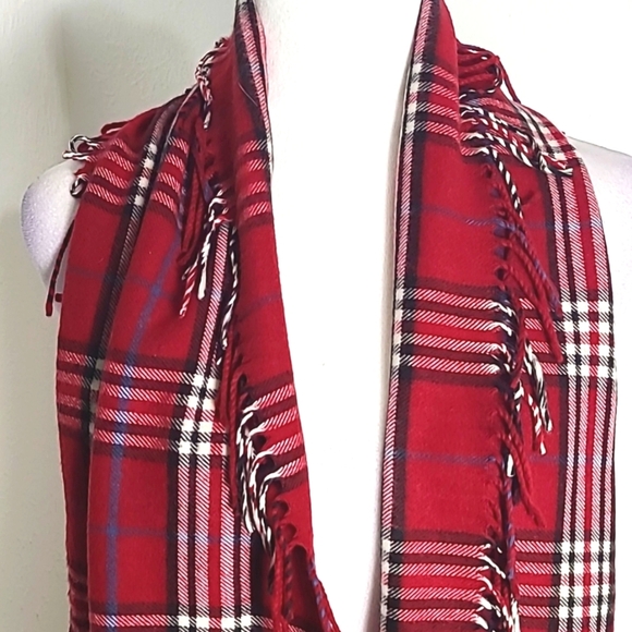 COPY - Preston & York Red, Black & White Plaid Scarf with Fringe on each Side - Picture 4 of 8
